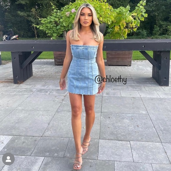 Zara DENIM BANDEAU DRESS - Picture 14 of 16